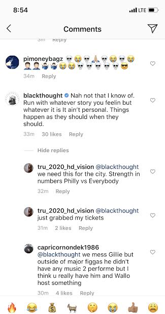 Gillie Da King says Black Thought left him f The Roots picnic 2020 for having *** with one  they girls
