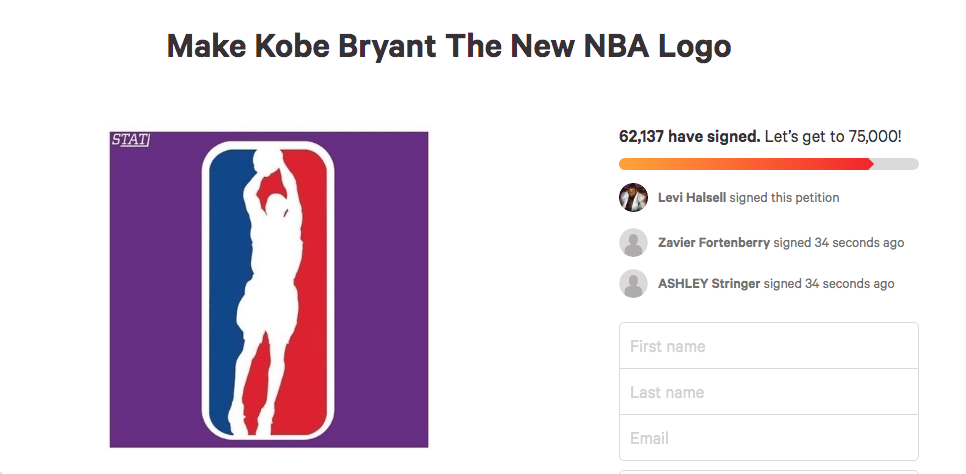 Fans are petitioning the NBA to change the NBA logo to Kobe Bryant